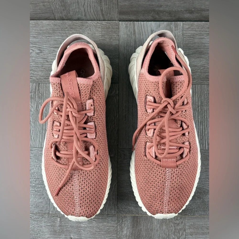 Adidas Women’s Tubular Doom Sock Running Shoe Size 6.5 Raw Pink Knit Material - Picture 6 of 16